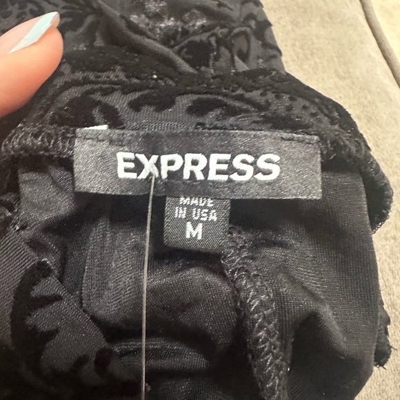 NWT Express Black Velvet Top- Medium - Picture 6 of 9